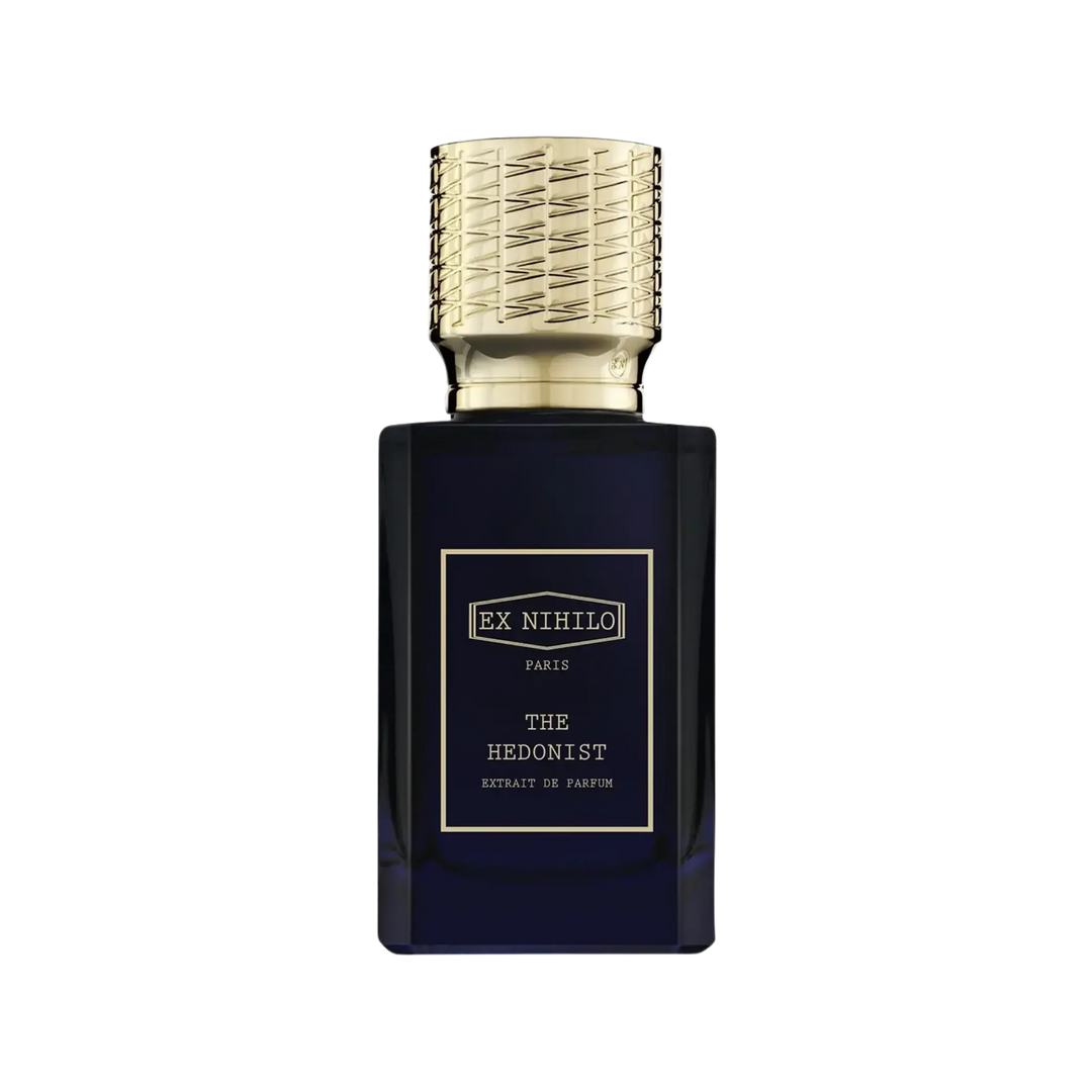 Ex Nihilo The Hedonist Extrait de Parfum 50ml bottle, niche fragrance with bergamot, ginger, grapefruit, cedarwood, vetiver, and tonka