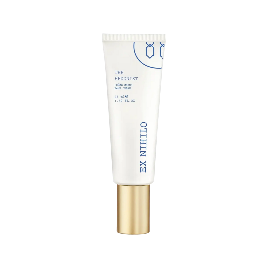 Ex Nihilo The Hedonist Hand Cream 45ml, luxury moisturizer with woody fragrance notes, formulated with 92% natural ingredients, Mood by DMJ