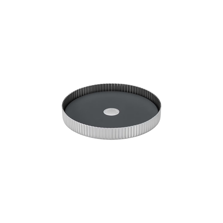Georg Jensen Bernadotte wine coaster in grooved mirror-polished stainless steel with non-slip base