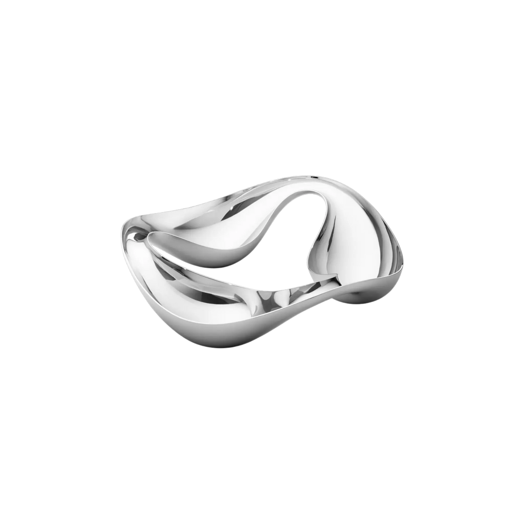 Georg Jensen Cobra snack bowl in mirror-polished stainless steel with three sculptural serving sections