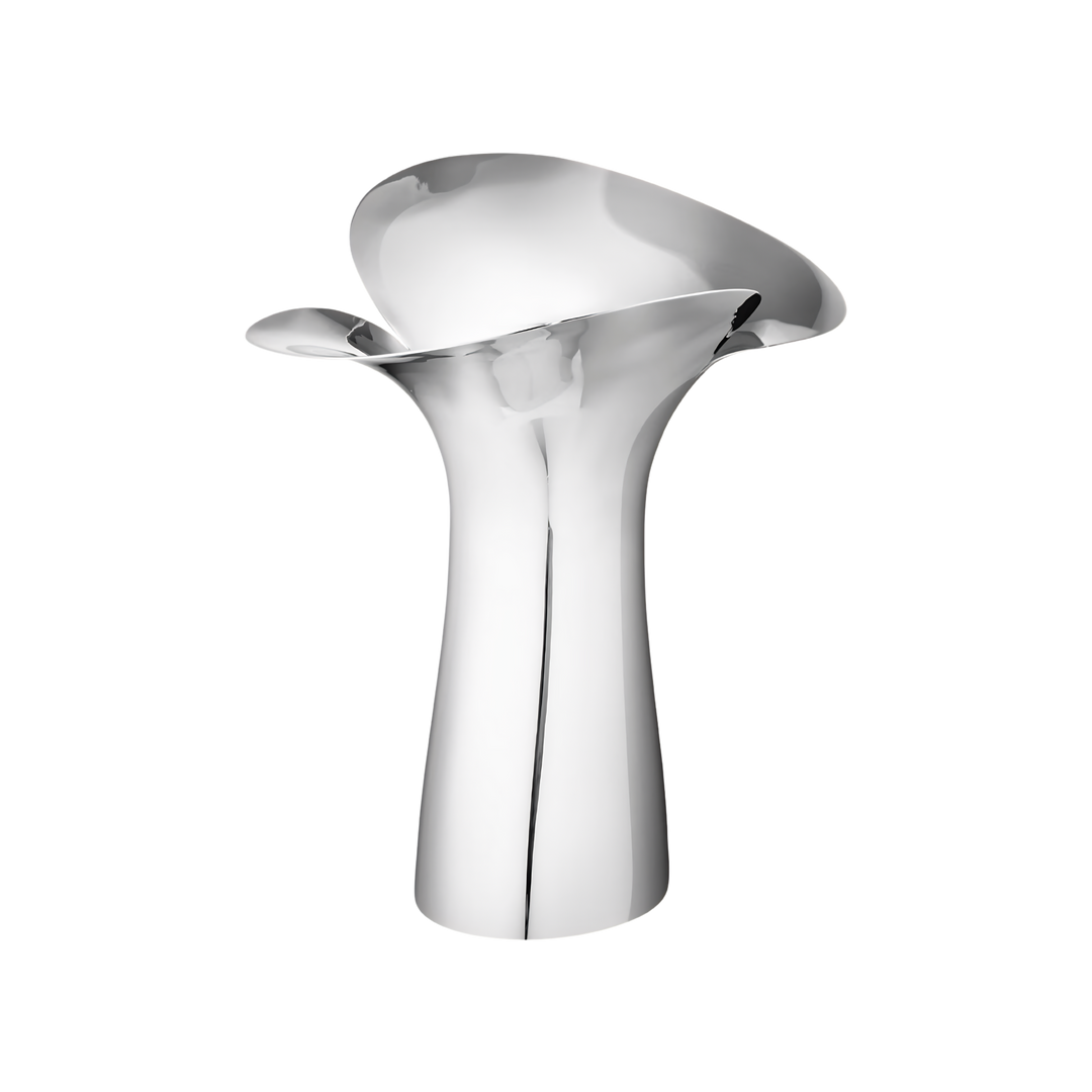 Georg Jensen Large Bloom Botanica vase in mirror-polished stainless steel with flared organic silhouette