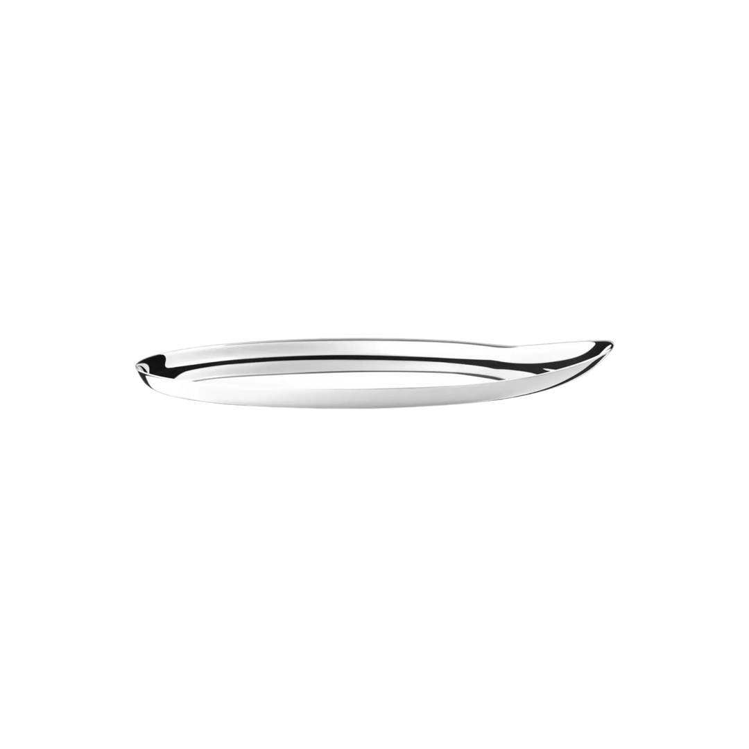 Side profile of a single Georg Jensen mirror-polished stainless steel wine coaster