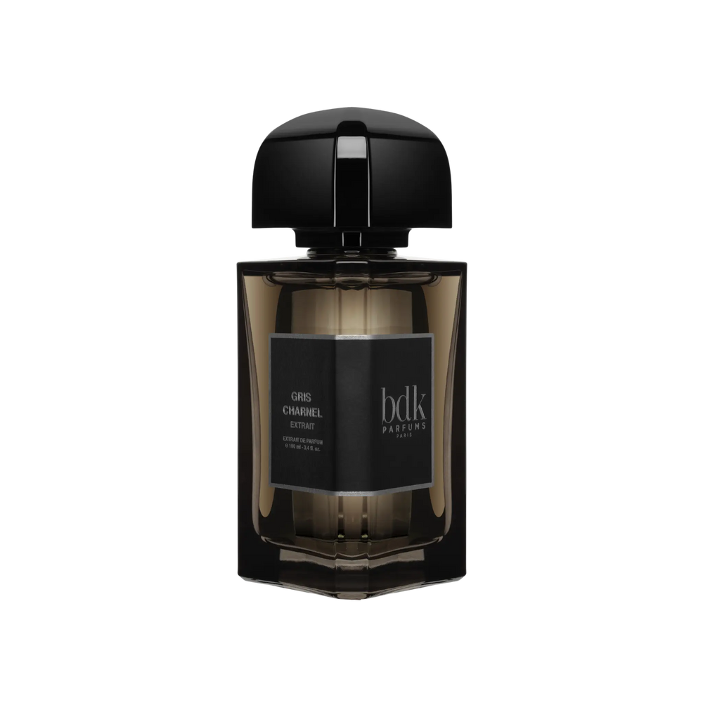 Gris Charnel Extrait de Parfum by BDK Parfums - side view of niche unisex woody ambery fragrance bottle with bdk Parfums label