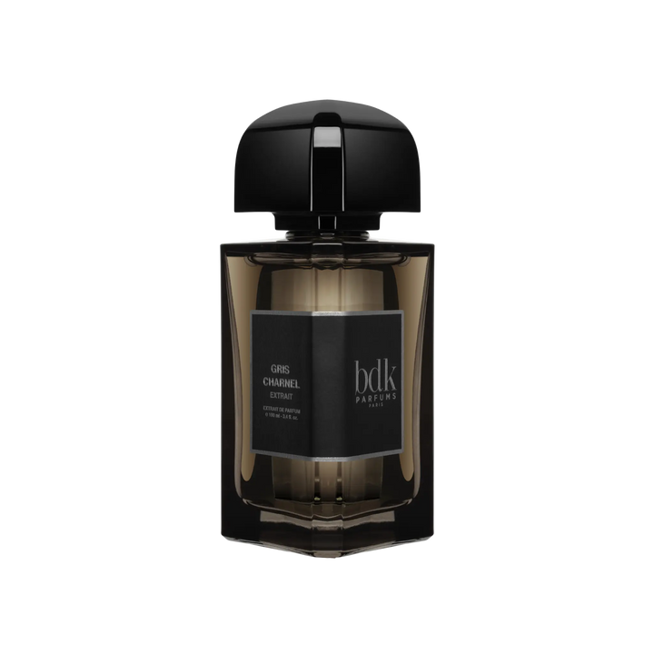 Gris Charnel Extrait de Parfum by BDK Parfums - side view of niche unisex woody ambery fragrance bottle with bdk Parfums label
