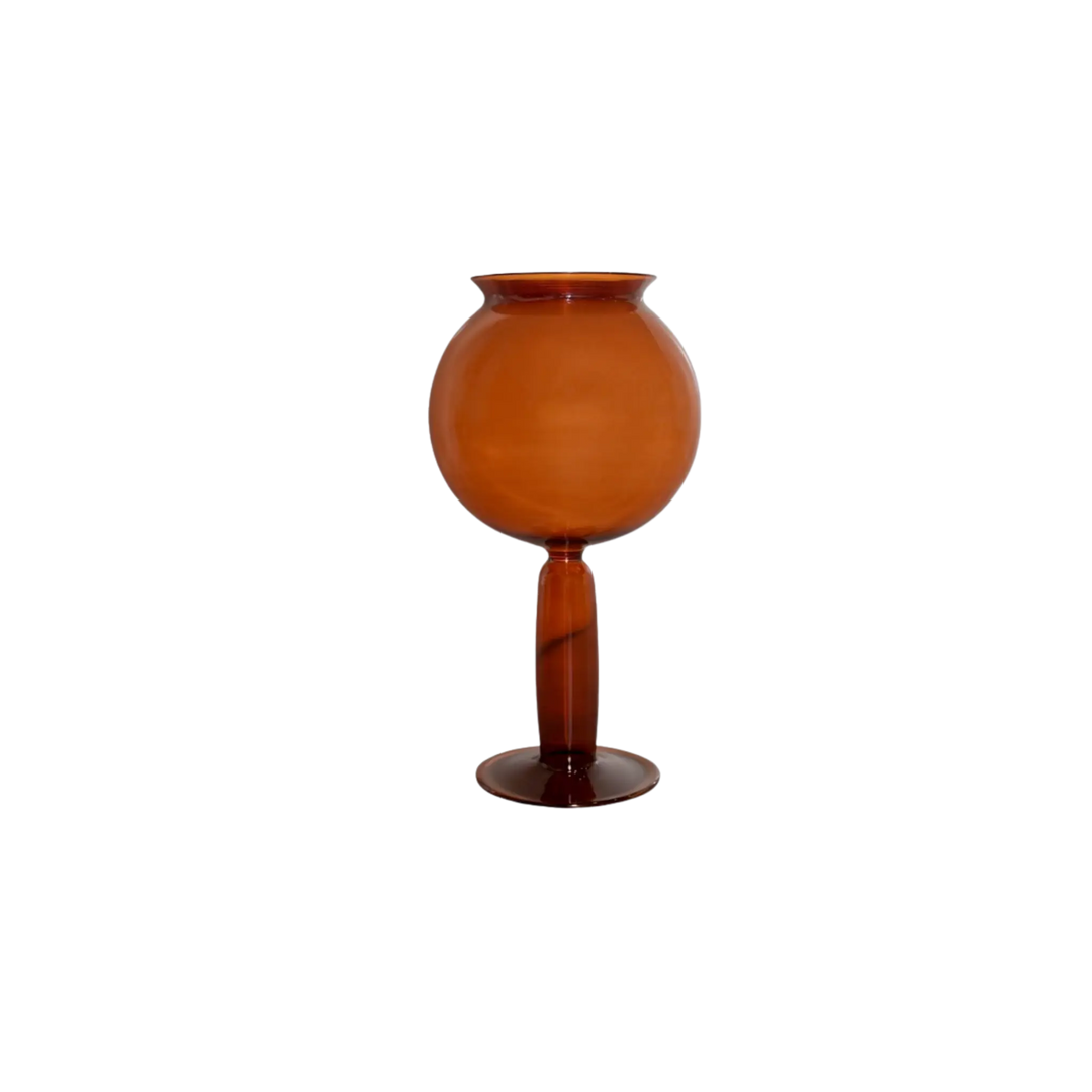 Handblown glass Small Leech Bowl in amber styled as sculptural decor centerpiece
