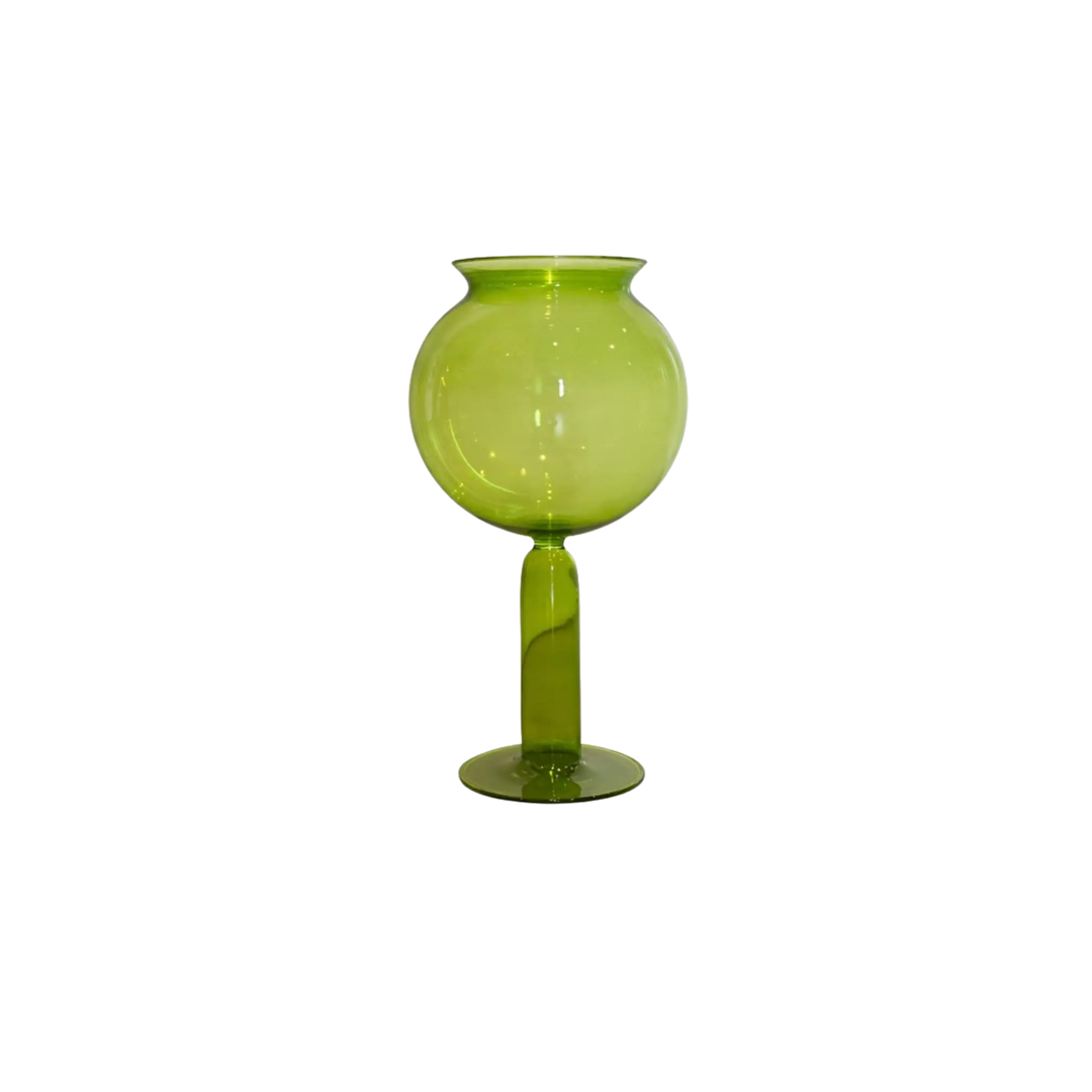 Handblown glass Small Leech Bowl in green styled as sculptural decor centerpiece