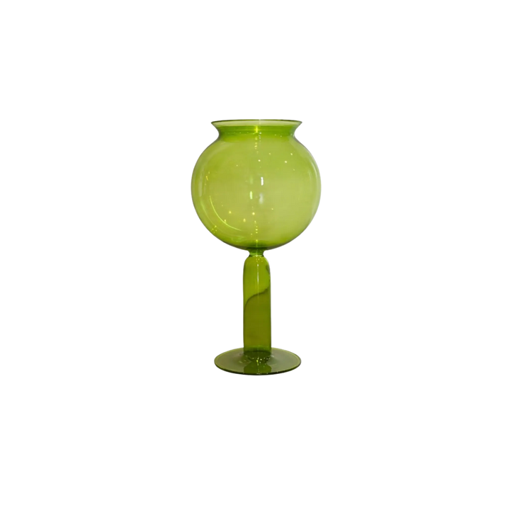 Handblown glass Small Leech Bowl in green styled as sculptural decor centerpiece