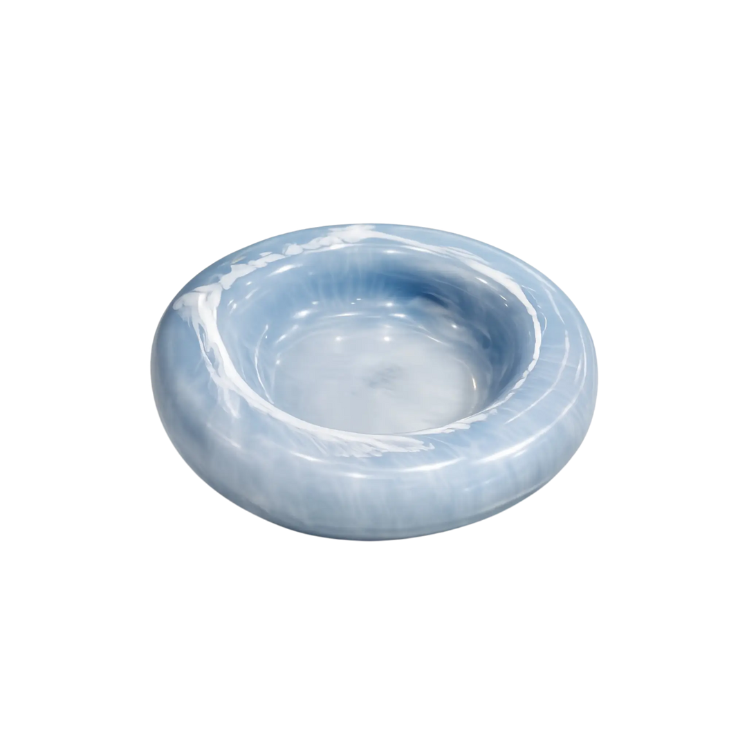 Handmade blue marble resin catch-all bowl for jewelry, keys, and trinkets by Mood by DMJ