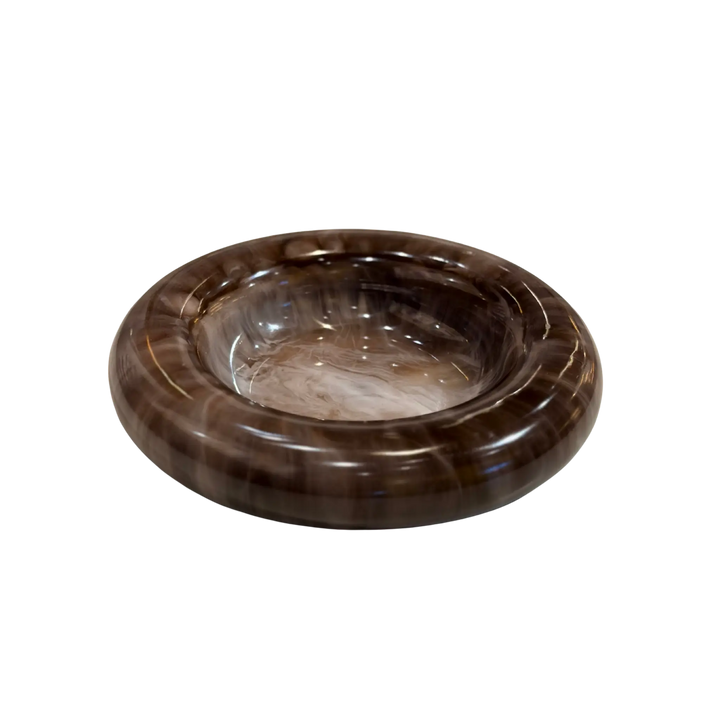 Handmade brown marble resin catch-all bowl for jewelry, keys, and trinkets by Mood by DMJ
