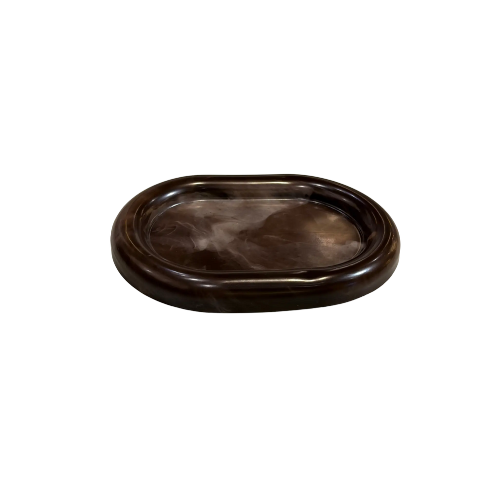 Handmade brown marble resin catch-all tray for jewelry, keys, and trinkets by Mood by DMJ