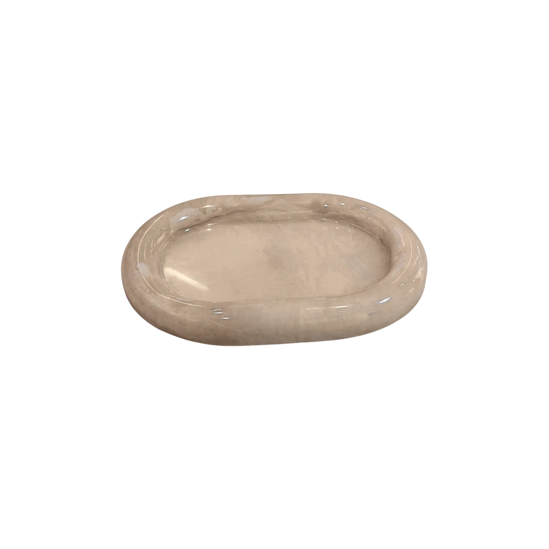 Handmade taupe marble resin catch-all tray for jewelry, keys, and trinkets by Mood by DMJ