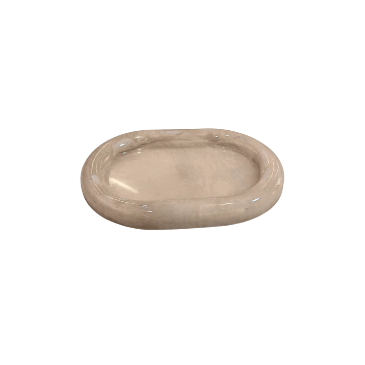 Handmade taupe marble resin catch-all tray for jewelry, keys, and trinkets by Mood by DMJ