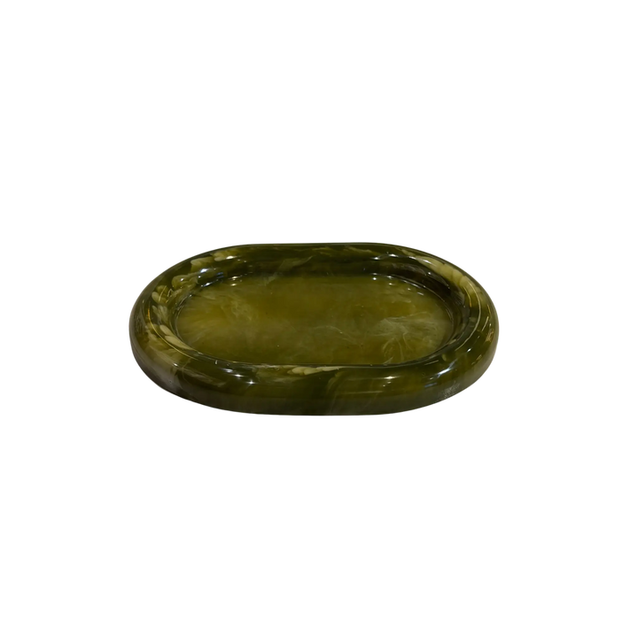 Handmade green marble resin catch-all tray for jewelry, keys, and trinkets by Mood by DMJ