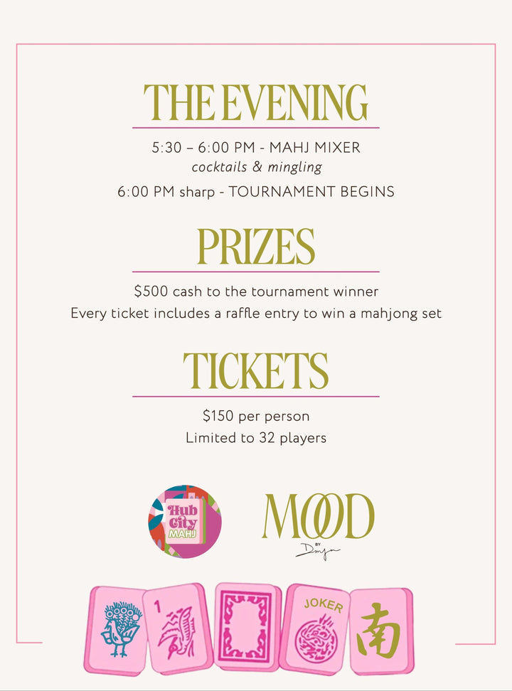 In the Mood to Mahj tournament schedule, prizes, and ticket info — June 10, Lafayette, LA