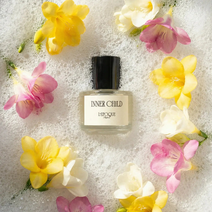 Inner Child fresh floral EDP olfactory pyramid, linen, bergamot, freesia, vanilla, L’Epoque Parfums