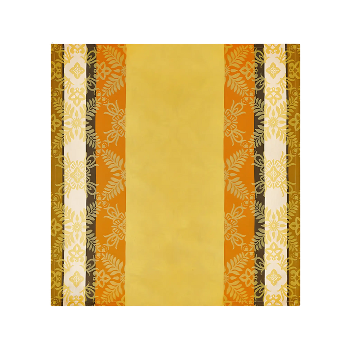 Le Jacquard Français Mumbai cotton dinner napkin in mustard from Mood by DMJ, yellow woven cotton napkin with botanical borders