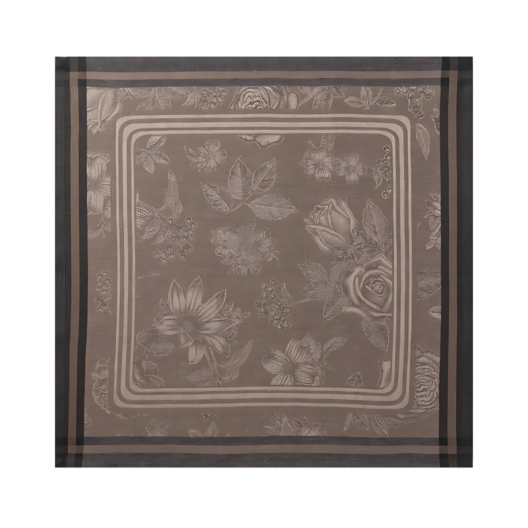 Le Jacquard Français Romance linen dinner napkin from Mood by DMJ, brown French linen napkin woven with roses