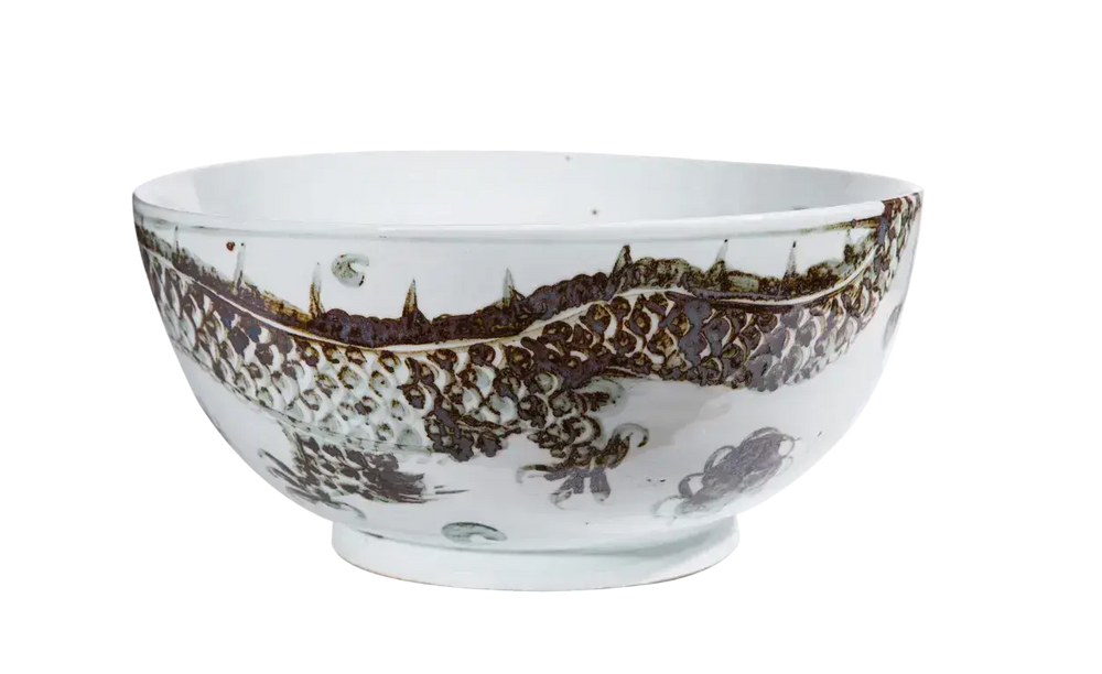 Distressed Chinoiserie Dragon Ceramic Bowl by Legends Accents, view 2