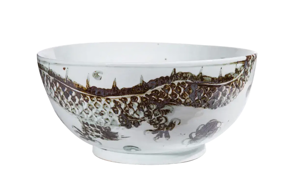 Distressed Chinoiserie Dragon Ceramic Bowl by Legends Accents, view 2