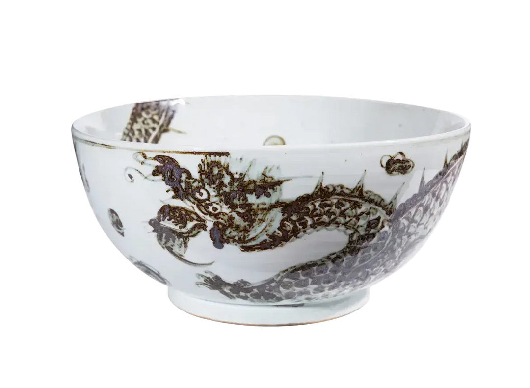 Distressed Chinoiserie Dragon Ceramic Bowl by Legends Accents