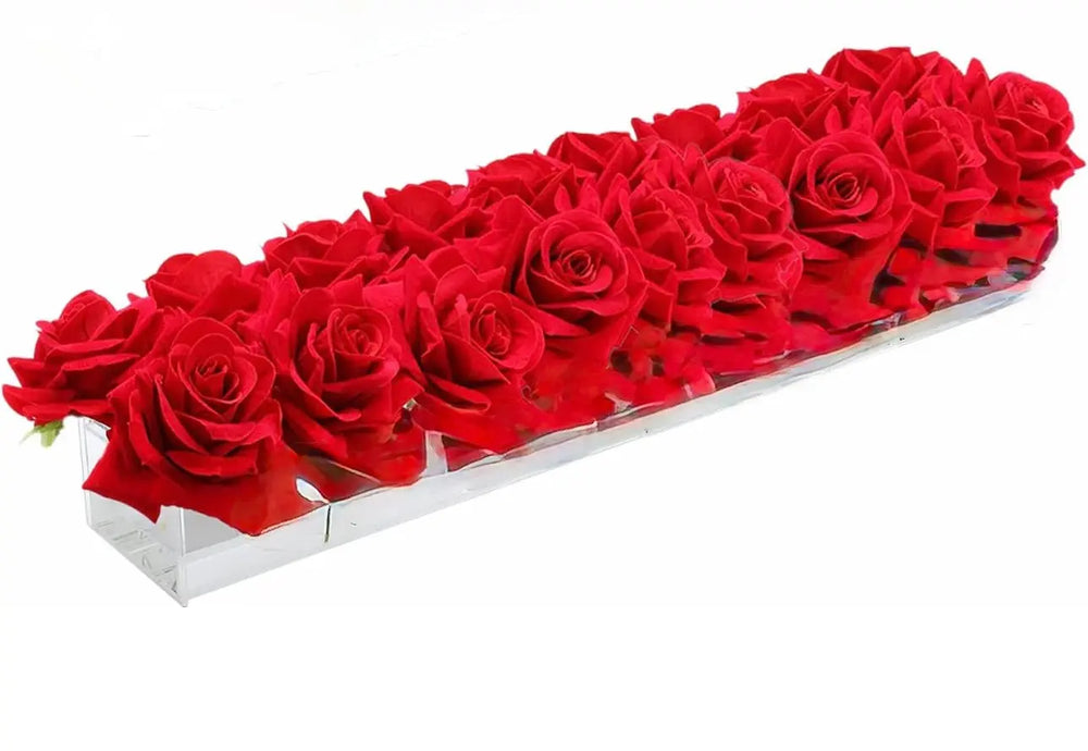Long Acrylic Bud Vase Arranger, rectangular clear acrylic multi-stem tray, modern centerpiece in Lafayette, Louisiana