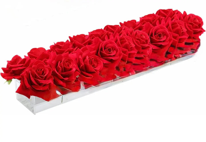 Long Acrylic Bud Vase Arranger, rectangular clear acrylic multi-stem tray, modern centerpiece in Lafayette, Louisiana