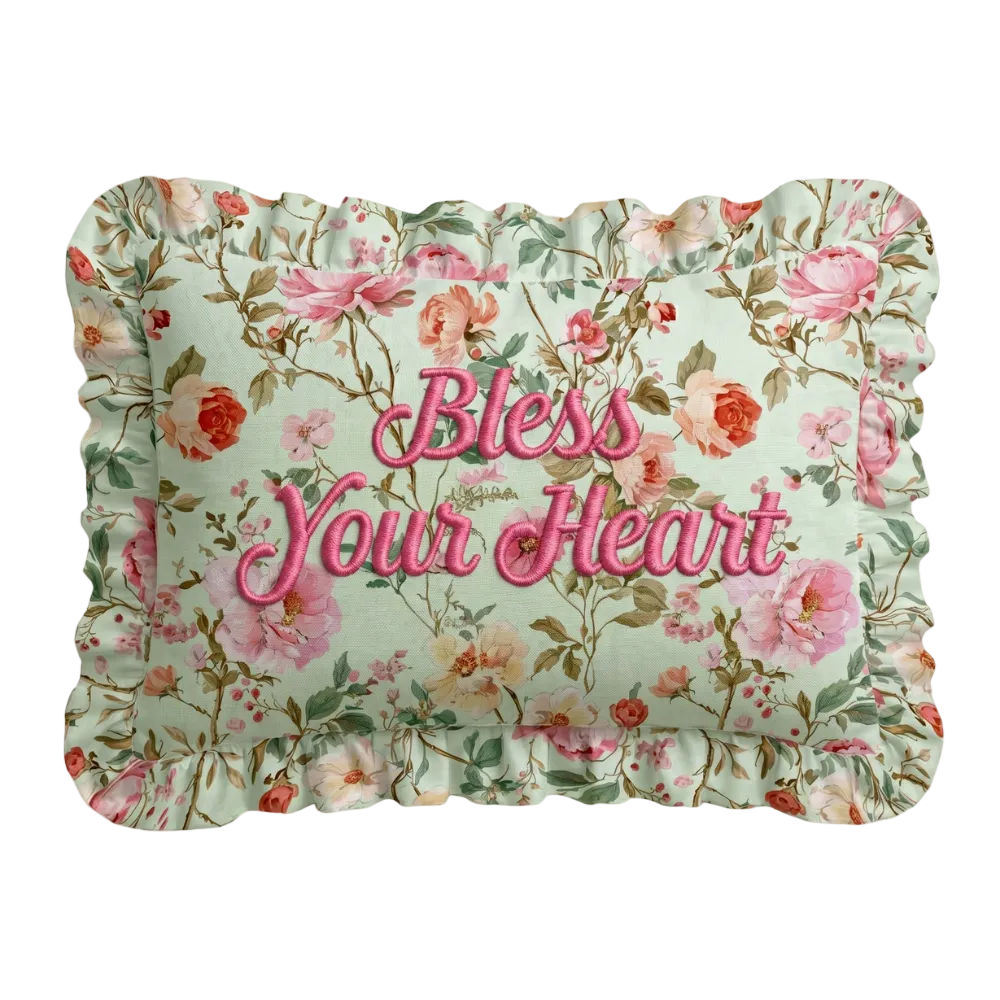 Bless Your Heart Ruffled Pillow by Loom & Cloth