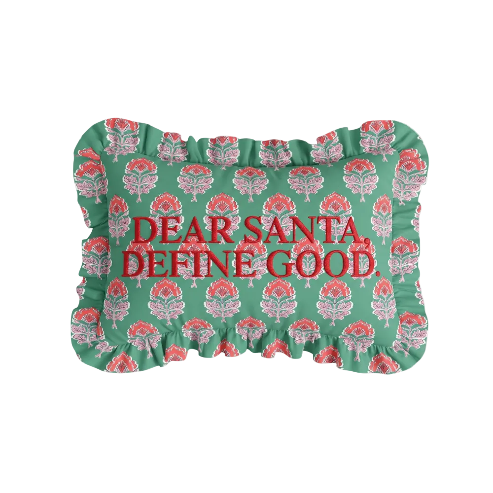 Dear Santa Ruffled Embroidered Pillow by Loom & Cloth