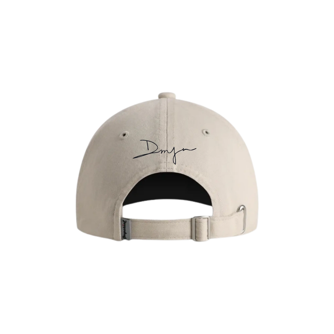 Mood by DMJ Icon Hat, Embroidered Cotton Dad Cap, icon Hat back view, embroidered DMJ signature with polished silver buckle closure, view 2