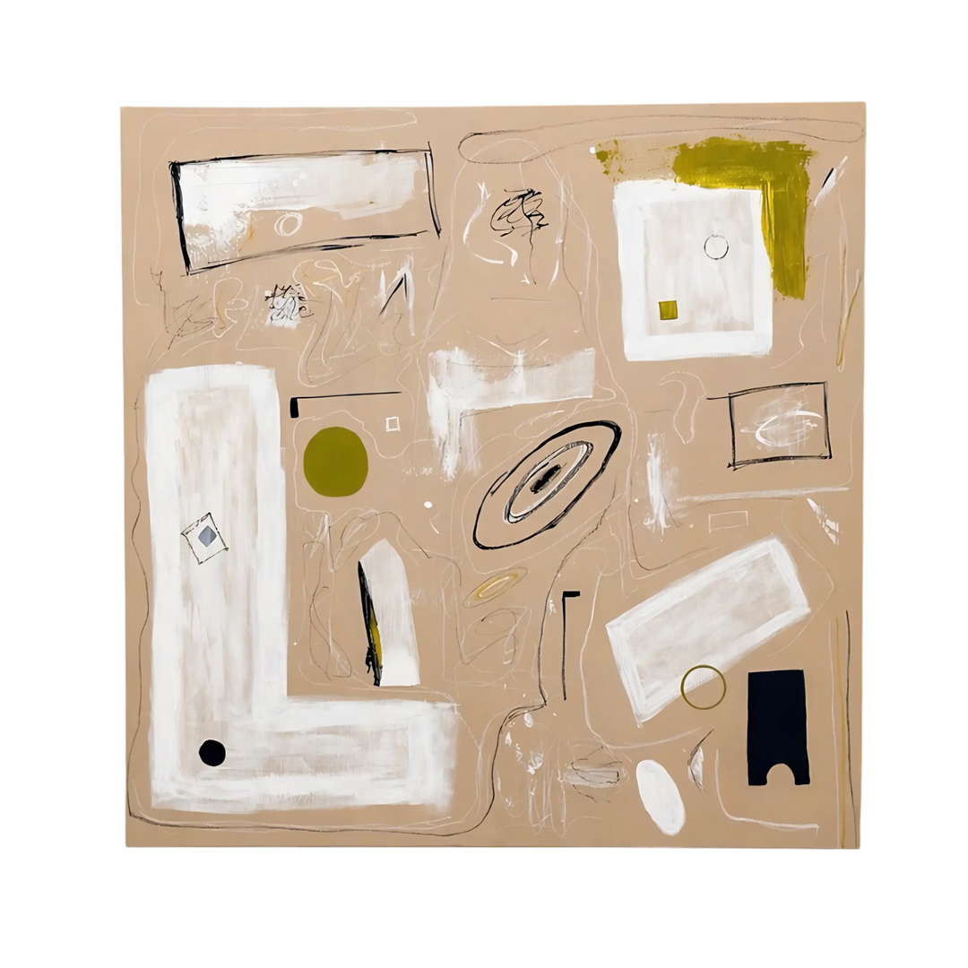 Original Abstract Canvas, 36 x 36, abstract art piece on a beige background