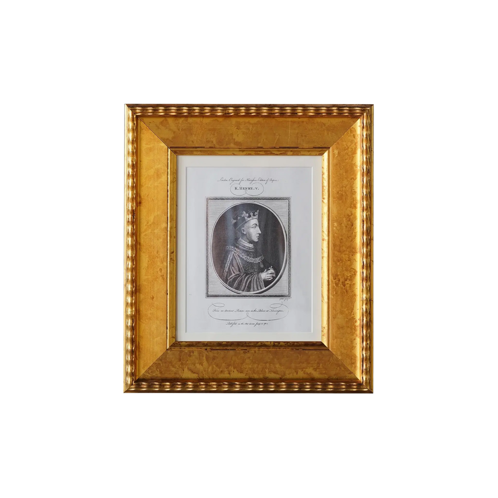 Oxford antique gold matted 8x10 picture frame with vintage nobleman portrait print from Mood by DMJ, decorative Plein Air style frame