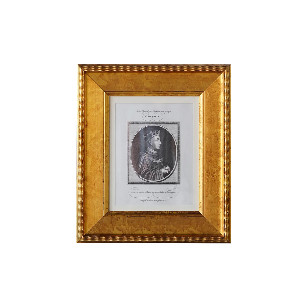 Oxford antique gold matted 8x10 picture frame with vintage nobleman portrait print from Mood by DMJ, decorative Plein Air style frame