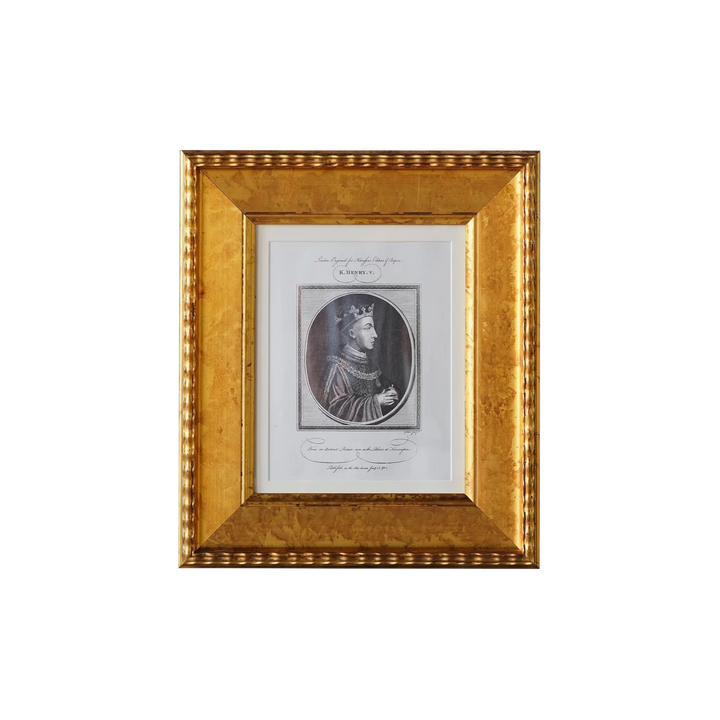Oxford antique gold matted 8x10 picture frame with vintage nobleman portrait print from Mood by DMJ, decorative Plein Air style frame