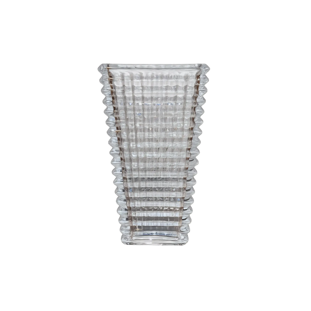 Prism Ridge Vase Grande by Mood by DMJ in clear glass with faceted ridged design