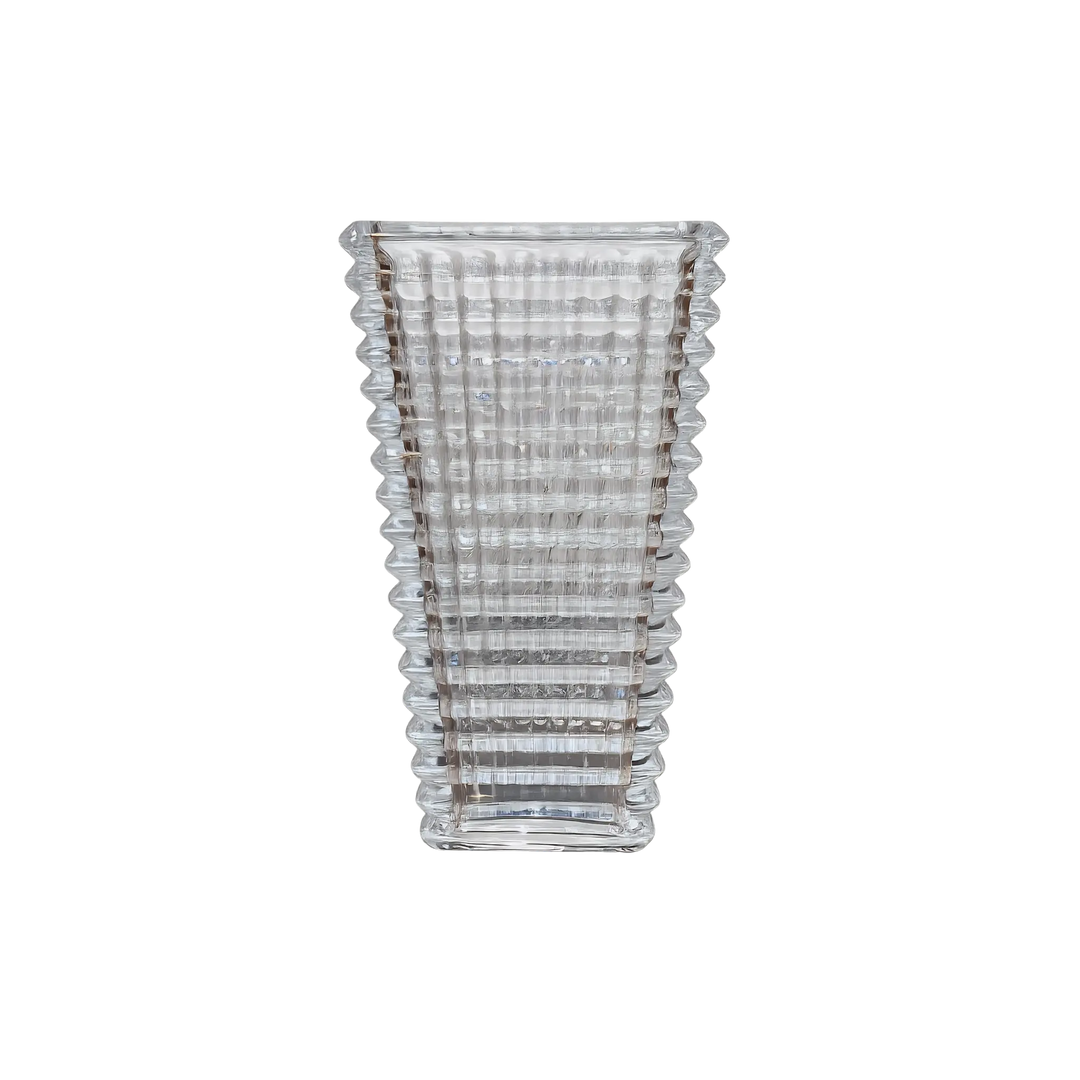 Prism Ridge Vase Grande by Mood by DMJ in clear glass with faceted ridged design