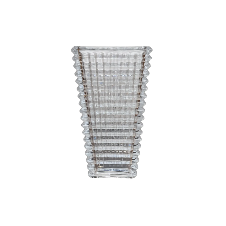 Prism Ridge Vase Grande by Mood by DMJ in clear glass with faceted ridged design