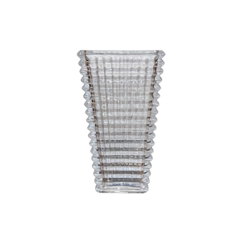 Prism Ridge Vase Grande by Mood by DMJ in clear glass with faceted ridged design