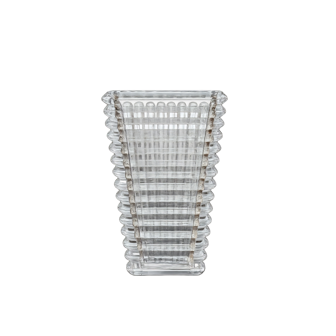 Prism Ridge Vase Petit by Mood by DMJ in clear glass with sculptural ridged texture