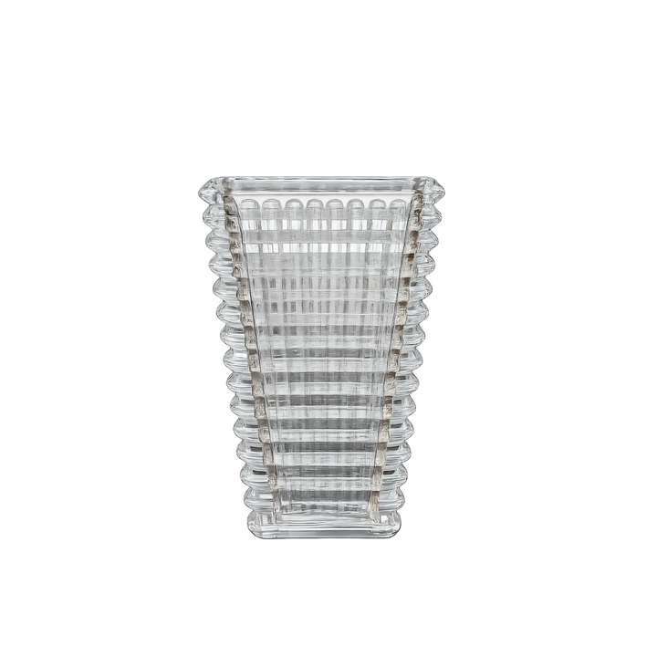 Prism Ridge Vase Petit by Mood by DMJ in clear glass with sculptural ridged texture