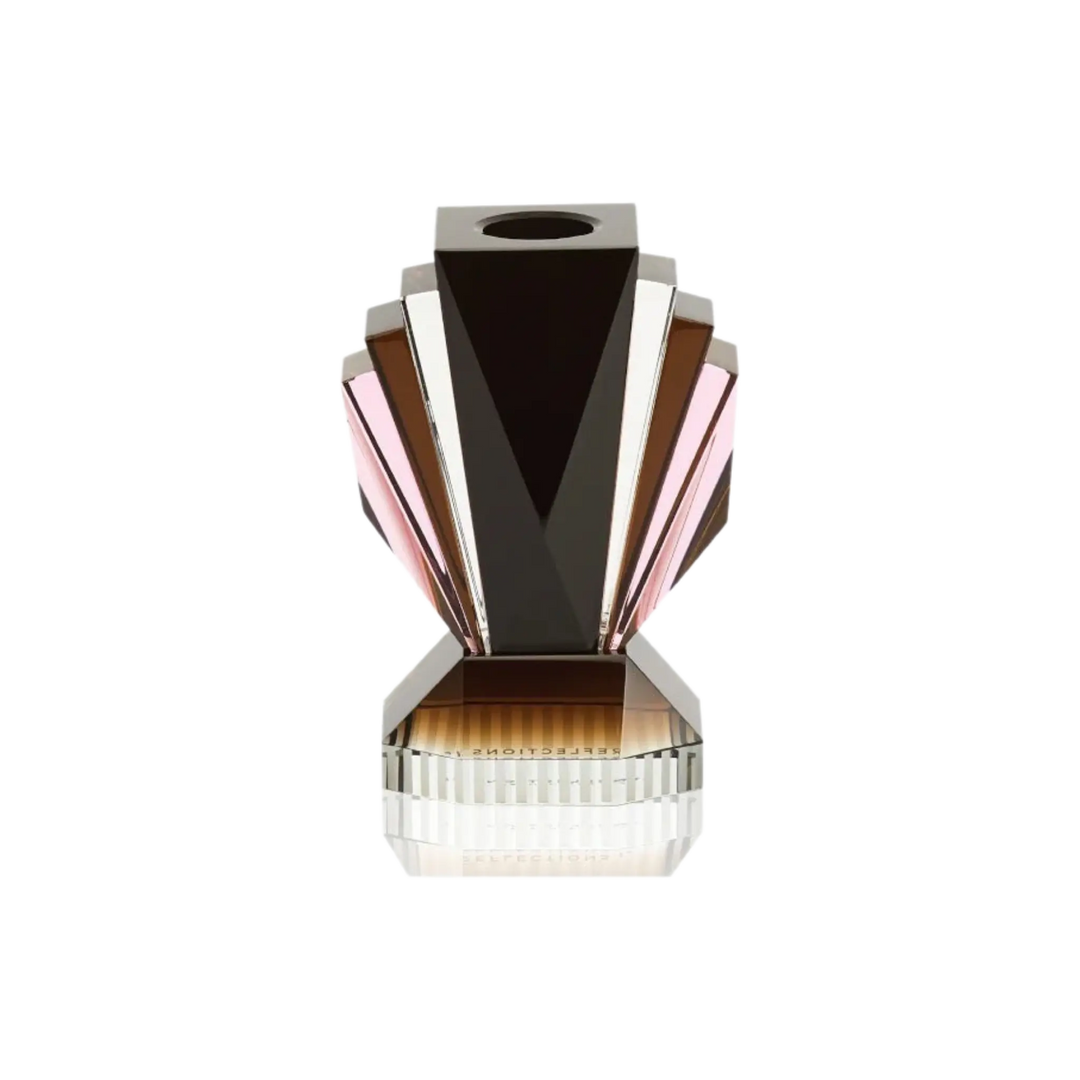 Brooklyn Candle Holder by Reflections Copenhagen featuring hand-cut crystal in black, brown, and rose tones inspired by New York’s Art Deco