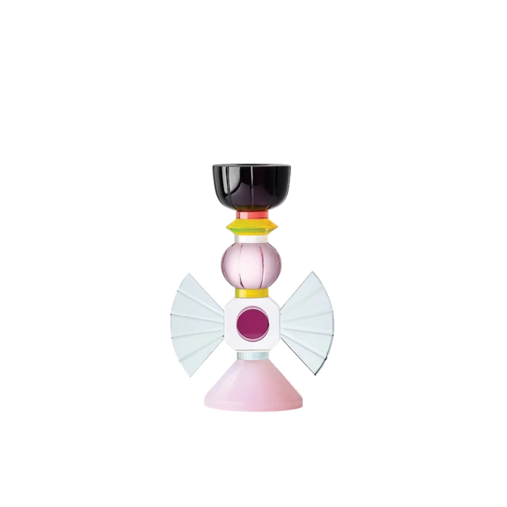 Reflections Copenhagen “Laguna Candlestick Holder”, aquamarine &amp; pink opal crystal, sculptural light play in Lafayette, Louisiana