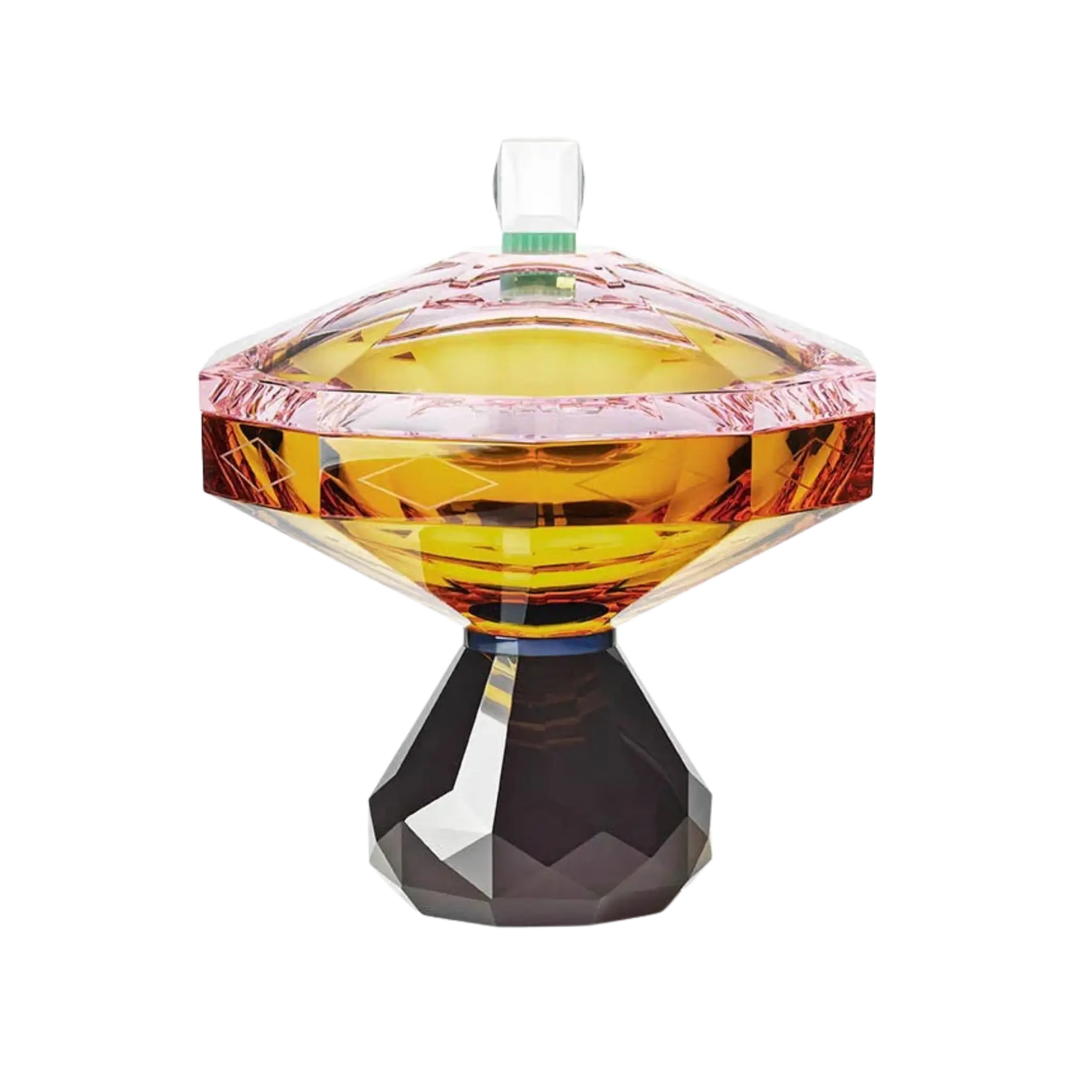 Reflections Copenhagen Hamptons Bonbonniere from Mood by DMJ, hand-cut crystal box in grey, amber, rose, pale green, and petrol tones from