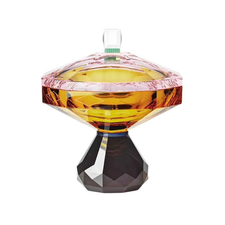 Reflections Copenhagen Hamptons Bonbonniere from Mood by DMJ, hand-cut crystal box in grey, amber, rose, pale green, and petrol tones from