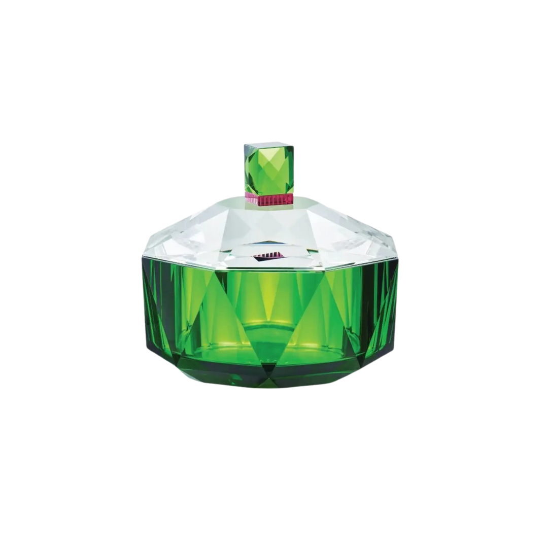 New Haven Basin by Reflections Copenhagen, green Reflections Copenhagen New Haven Dish crystal lidded decorative bowl with a clear faceted, view 3
