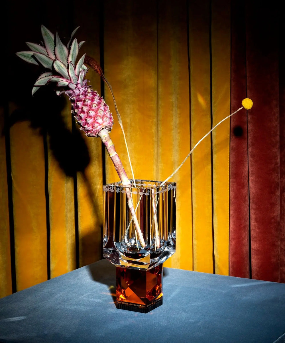 Ohio Vase by Reflections Copenhagen featuring a hand-cut crystal design with faceted stem and elongated bowl, Mood by DMJ Lafayette, LA