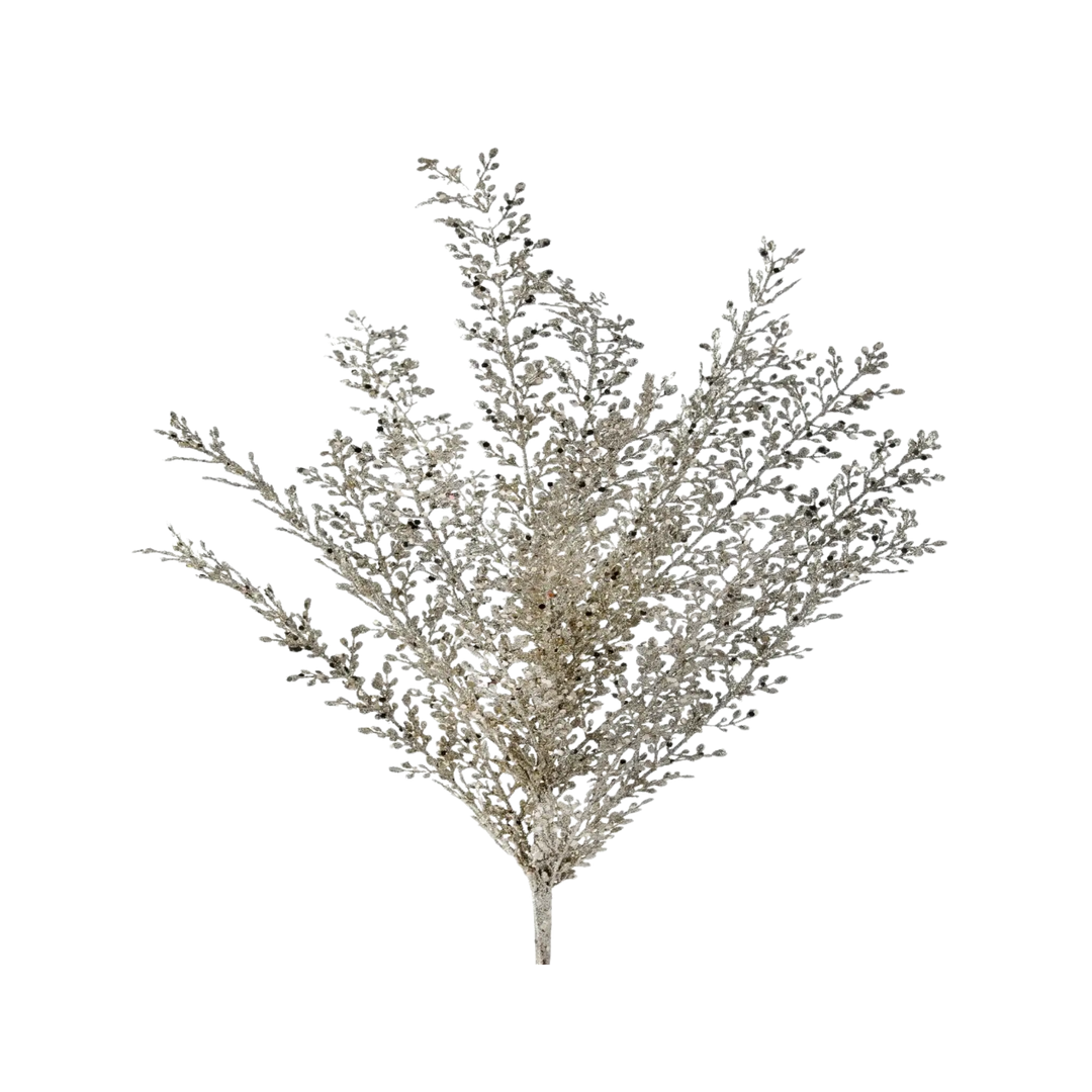 Regency International 24 inch silver and gold mixed glitter spray pick from Mood by DMJ, sparkling Christmas tree pick for wreaths and garlands