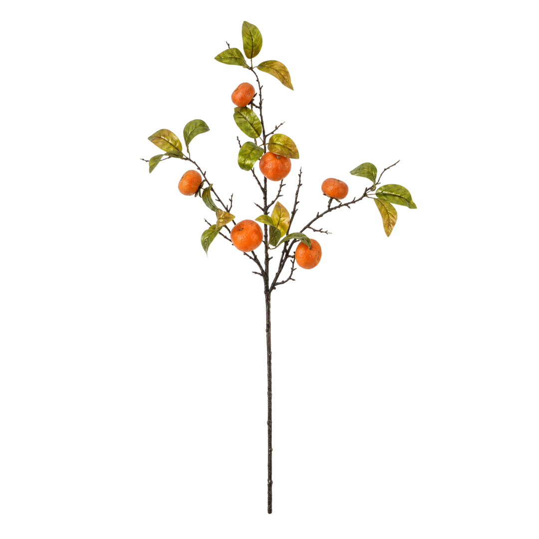 Regency International 36 inch gilded persimmon spray pick from Mood by DMJ, faux orange persimmon branch with gold-brushed leaves for fall and Christmas decor