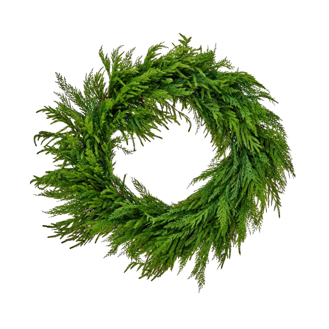 Regency International 36 inch real touch cedar and Norfolk pine wreath from Mood by DMJ, oversized lifelike artificial Christmas wreath for front doors