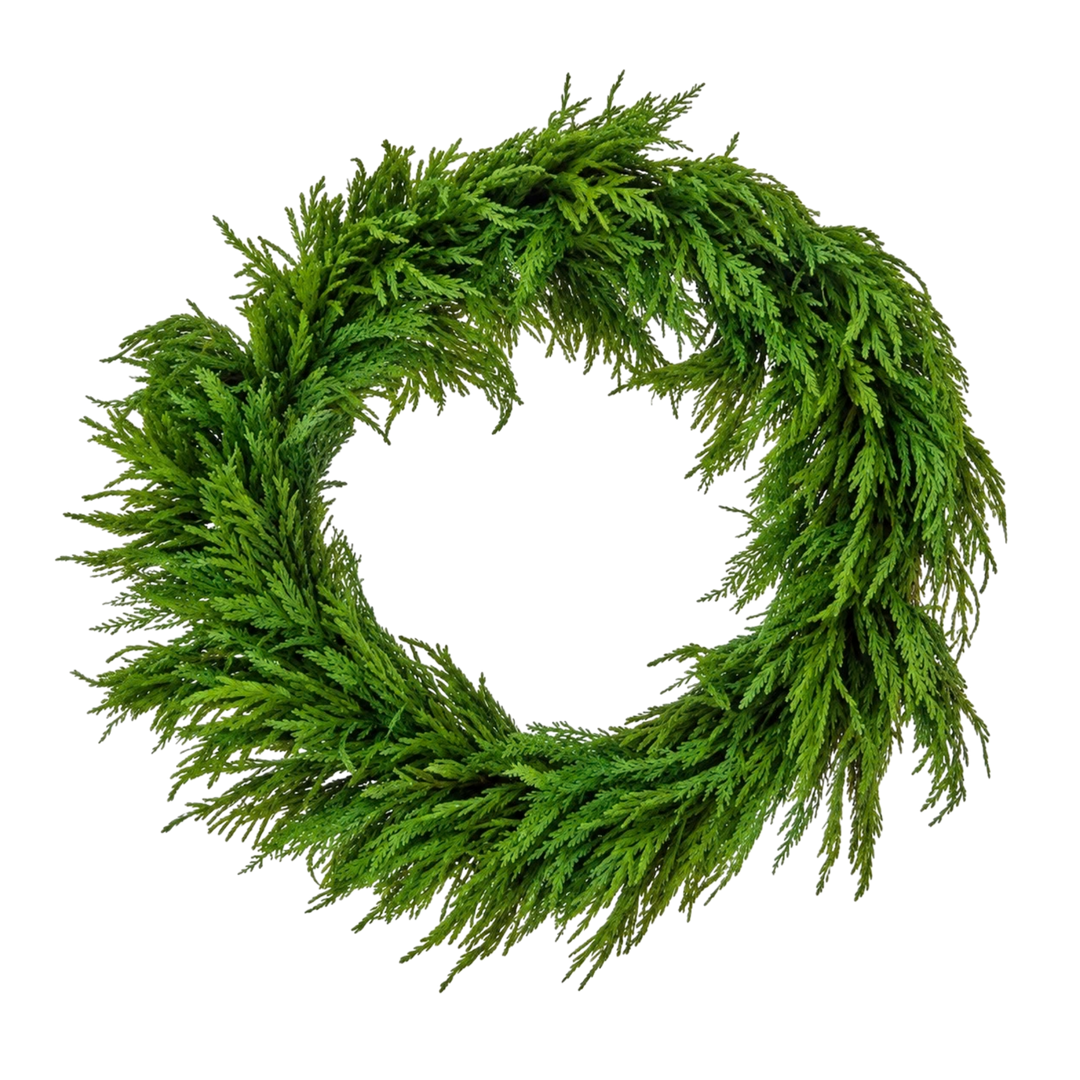 Regency International 42 inch real touch cedar and Norfolk pine wreath from Mood by DMJ, extra large lifelike artificial Christmas wreath for double doors