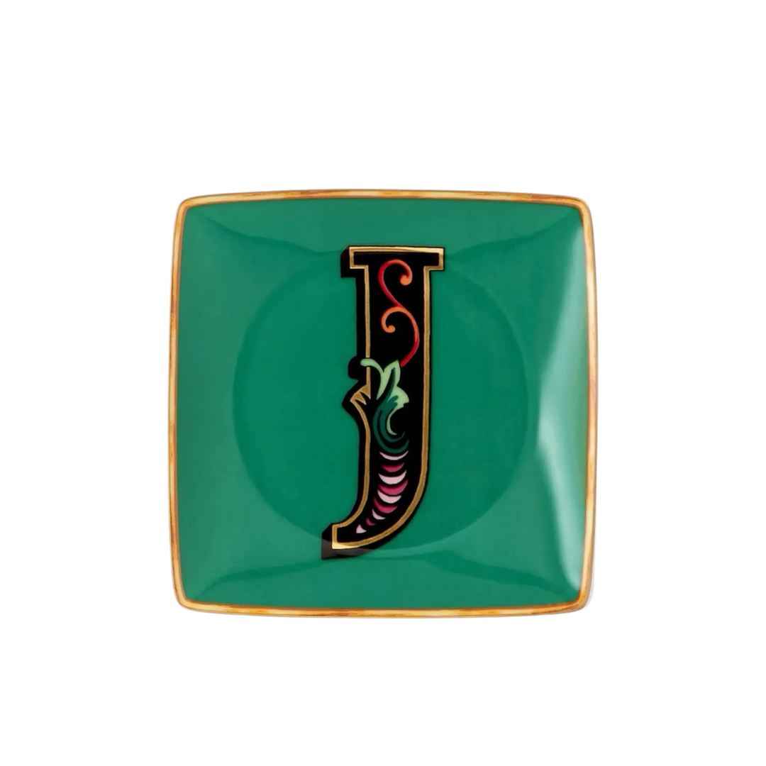 Versace Alphabet Porcelain Plate - Letter J monogram decorative dish by Rosenthal